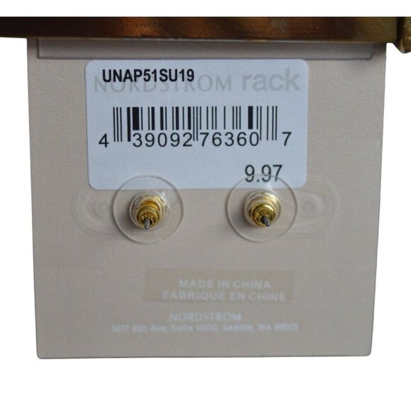 14th & Union Nickel Free Orange Faceted Stud Earrings With Gold Tone Trim - Picture 3 of 3